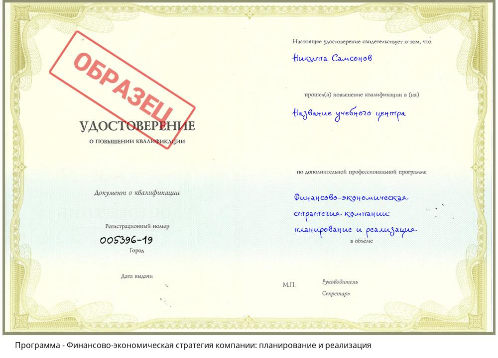 Финансово-экономическая стратегия компании: планирование и реализация Тобольск