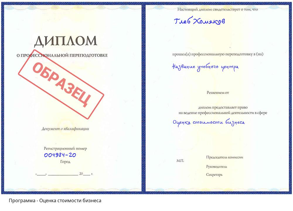 Оценка стоимости бизнеса Тобольск