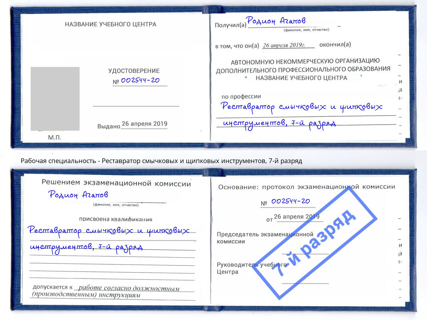 корочка 7-й разряд Реставратор смычковых и щипковых инструментов Тобольск