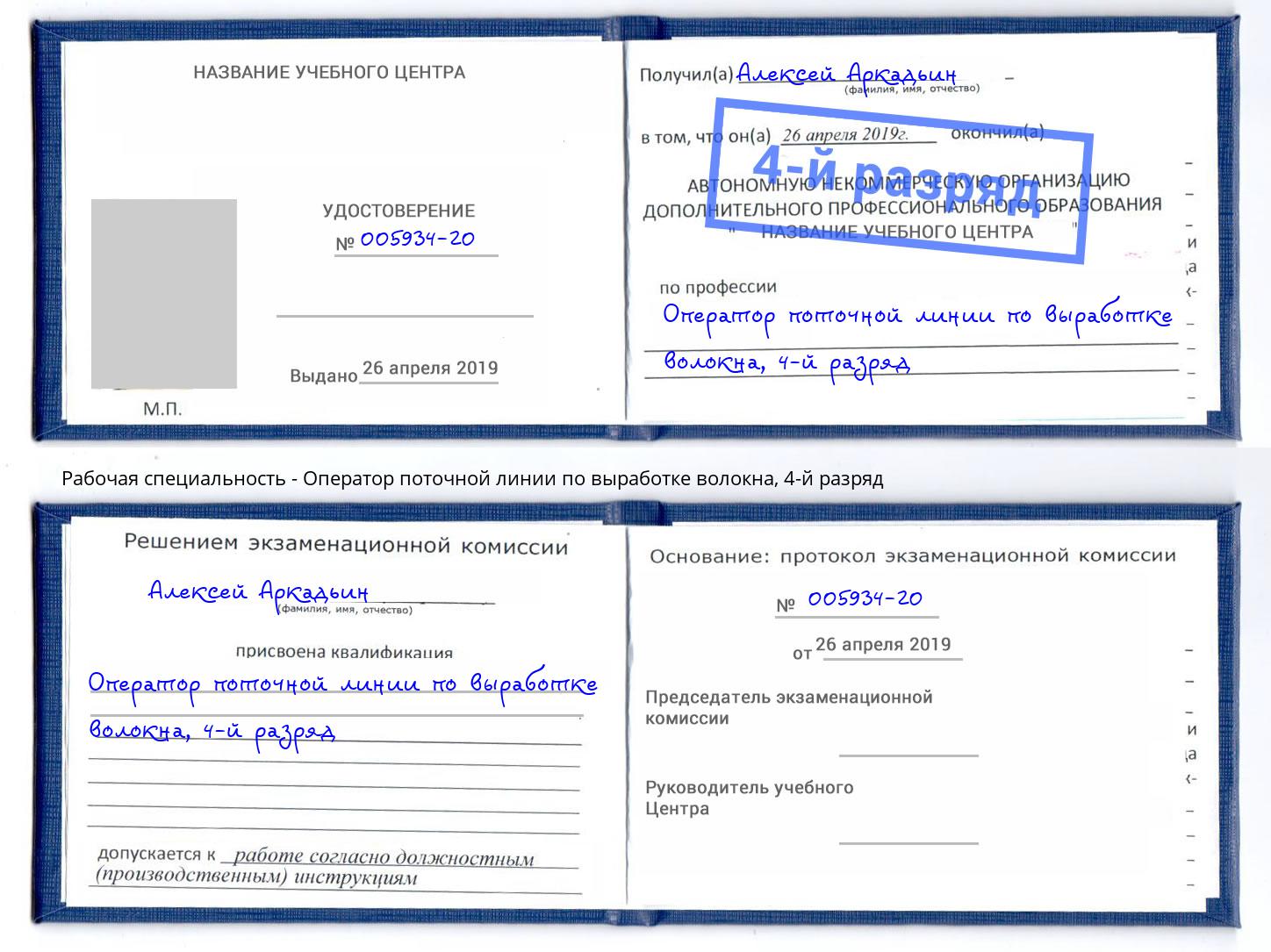 корочка 4-й разряд Оператор поточной линии по выработке волокна Тобольск